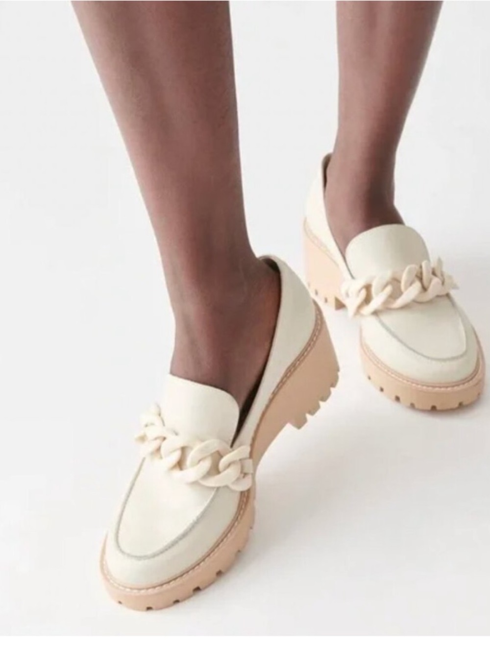 Dolce vita Haris Lug Sole Cream Chain-Accent Platform Loafers